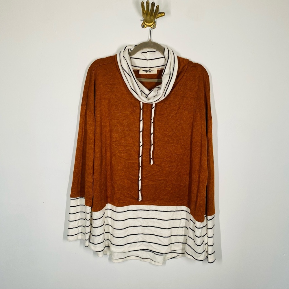 Haptics Striped Cowl Neck Knit Top xxxl 3x